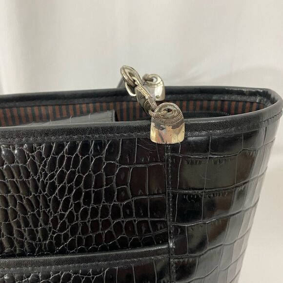 Authentic Brighton Leather Moc Croc Bucket Bag - Picture 9 of 15